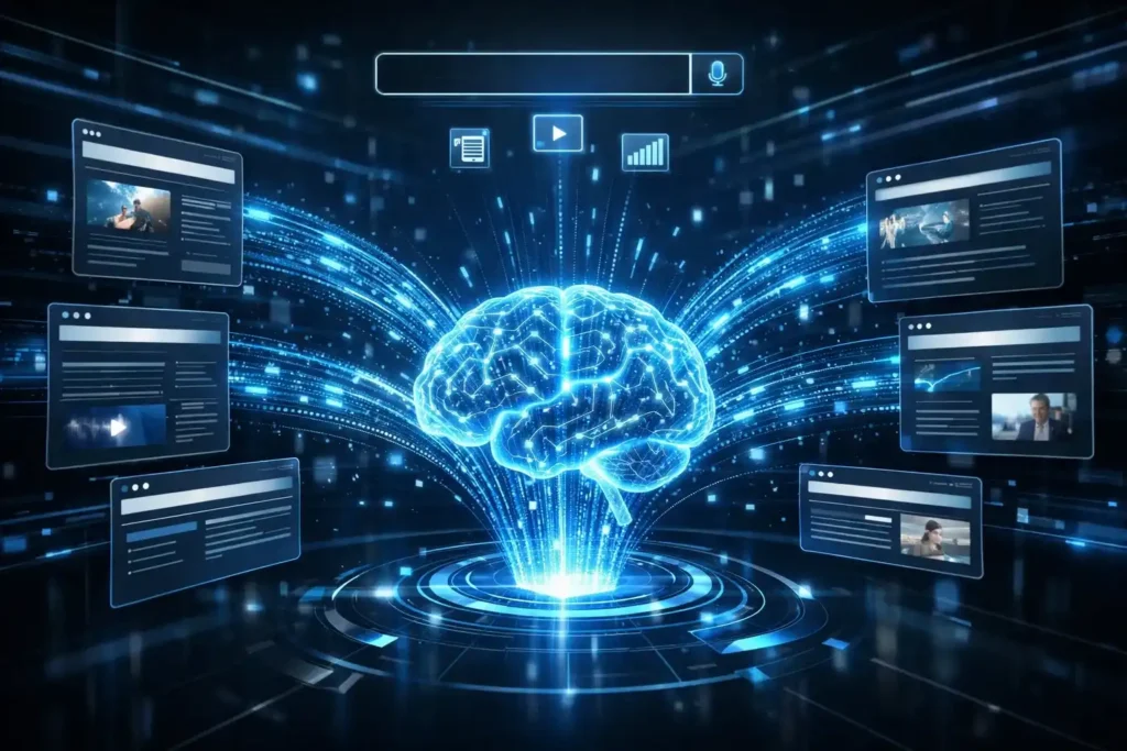 futuristic AI search interface