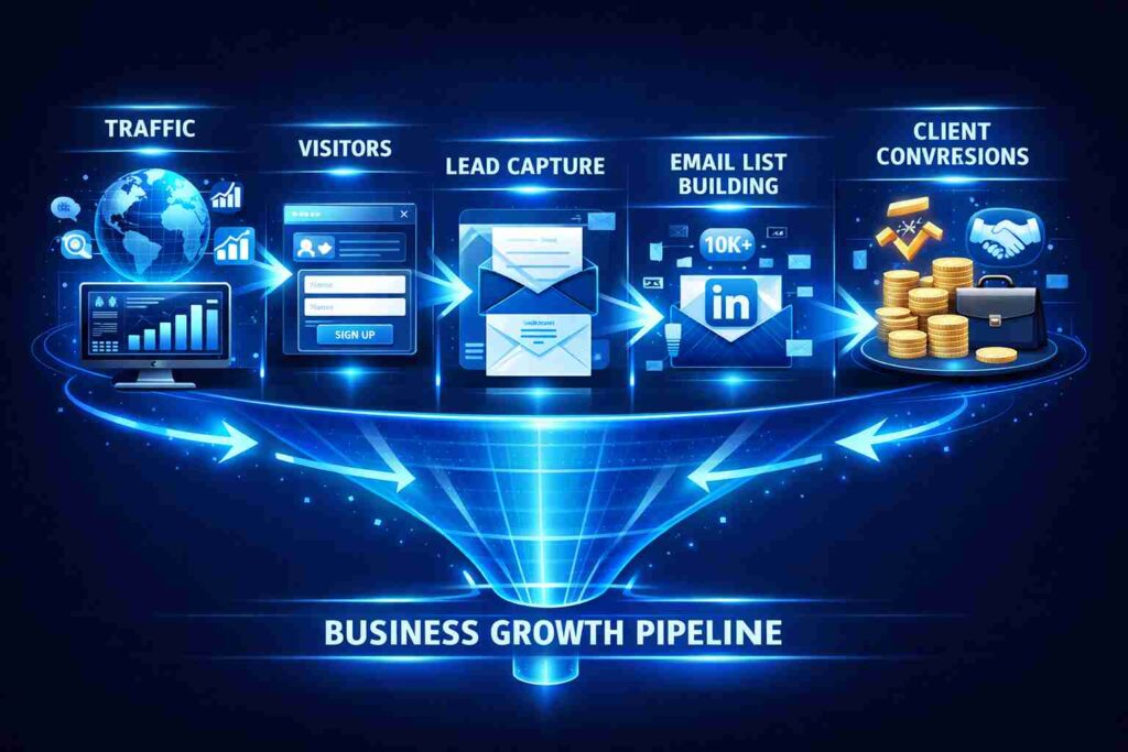 Online visibility growth system lead generation flow