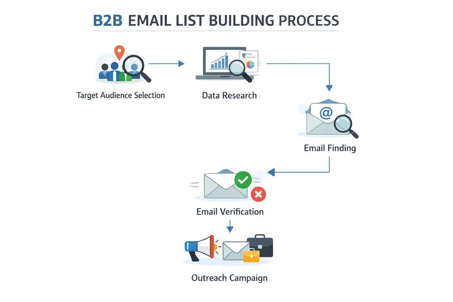 B2B email list building process from research to outreach